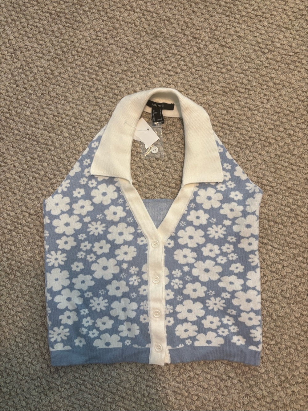Forever 21 Halter style blue floral print top
